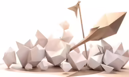 a large group of origami structures stand in the midst of each other
