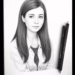 a pencil drawing of a woman with a tie