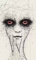 an artwork work of a person with an open face
