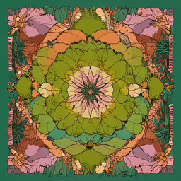 a green and orange flower is shown on the screen,a green and orange design with leaf designs