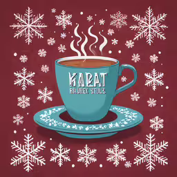 coffee with the words kararat written on it in the middle,a cup of coffee with a hot beverage in the middle of it
