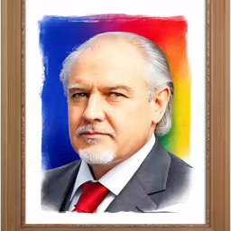an art work with a photo of a man