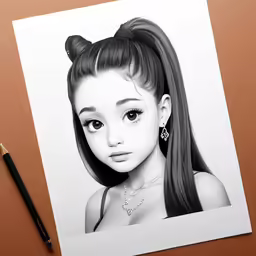 a pencil drawing of a girl with long hair