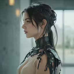 a very attractive lady wearing a leather outfit and harness