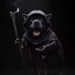 dog dressed as the character darth vader in star wars