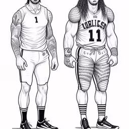 two boxers with large tattoos and short shorts,an artist