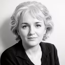 black and white photo of a woman with blonde hair