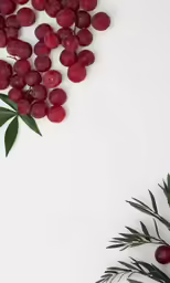 two palm leaves sitting on top of fruit