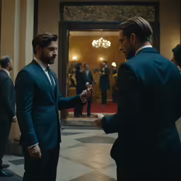 a man wearing a suit in front of other men