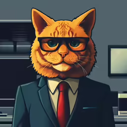 a close up of a cartoon character in suit