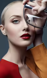 a close up of a woman holding a pair of scissors