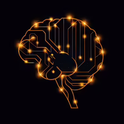a glowing brain in the dark