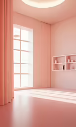 empty light filled room with a pink color scheme