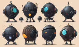 a collection of cartoon style diving devices that are ready for action