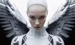 a woman in a uniform with wings on her head