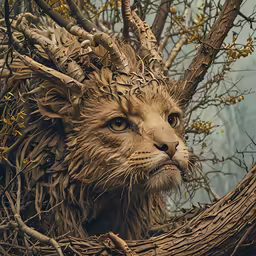 a very cute looking cat in the middle of some branches