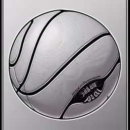 a basketball ball with the words hoops in the middle,a close up of a basketball with a white and black background