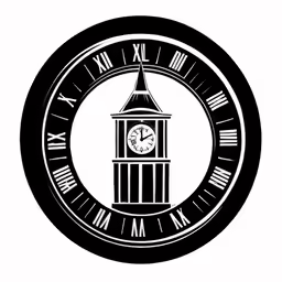 a clock tower sitting in the middle of a circle