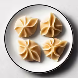 three homemade dumplings on a plate with sauce