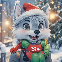 the stuffed animal is holding something in his arms