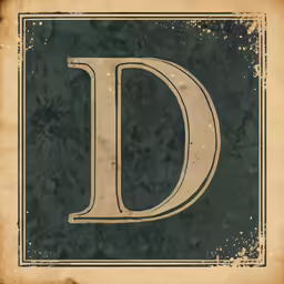 letter d with a dark green background