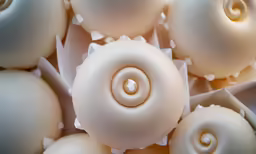 an artistic image with many white circular objects