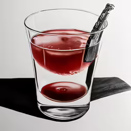 a glass of wine and a cigarette in it