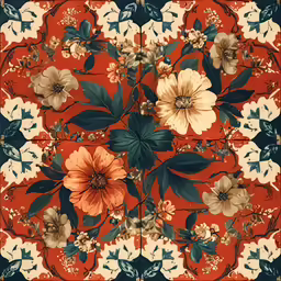 an orange and white floral pattern is featured on this print