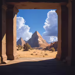 the view from inside of an ancient structure