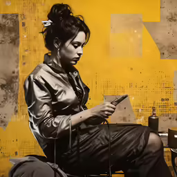 a woman looking down while using her phone