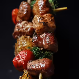 a bunch of sausages are on a stick
