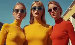 three beautiful young ladies wearing matching yellow shirts