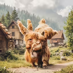 a couple of very large furry animals in the grass
