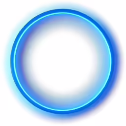 a round object is glowing blue and white