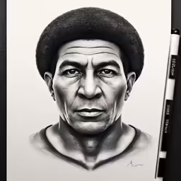 a drawing of a man with a mohawk on his head