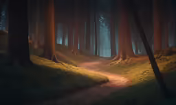 a trail leading through the forest with trees