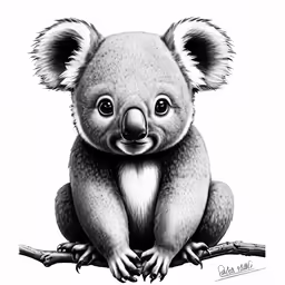 a drawing of a koala on the ground