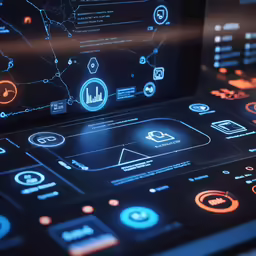 a large display of glowing electronic screens