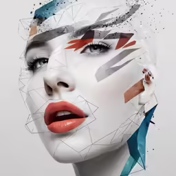 a woman is shown with some different colored and shapes on her face