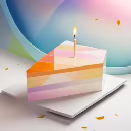 two pieces of cake with a candle on it