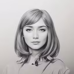 a pencil drawing of a girl with bangs