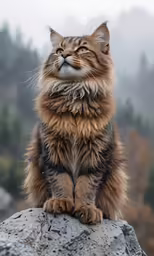 an image of a cat sitting on top of a rock