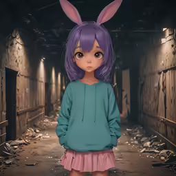 a very cute small child with purple hair