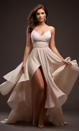 a woman in an elegant dress with high heels