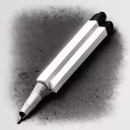 a pen laying next to an ink pot