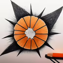 this is a picture of an orange and black design
