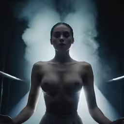 an image of a naked woman standing in the dark