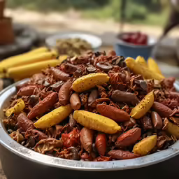 a bowl full of food on a table