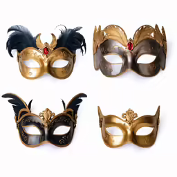 four different colored masquetes on white