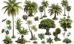 a big group of palm trees and plants